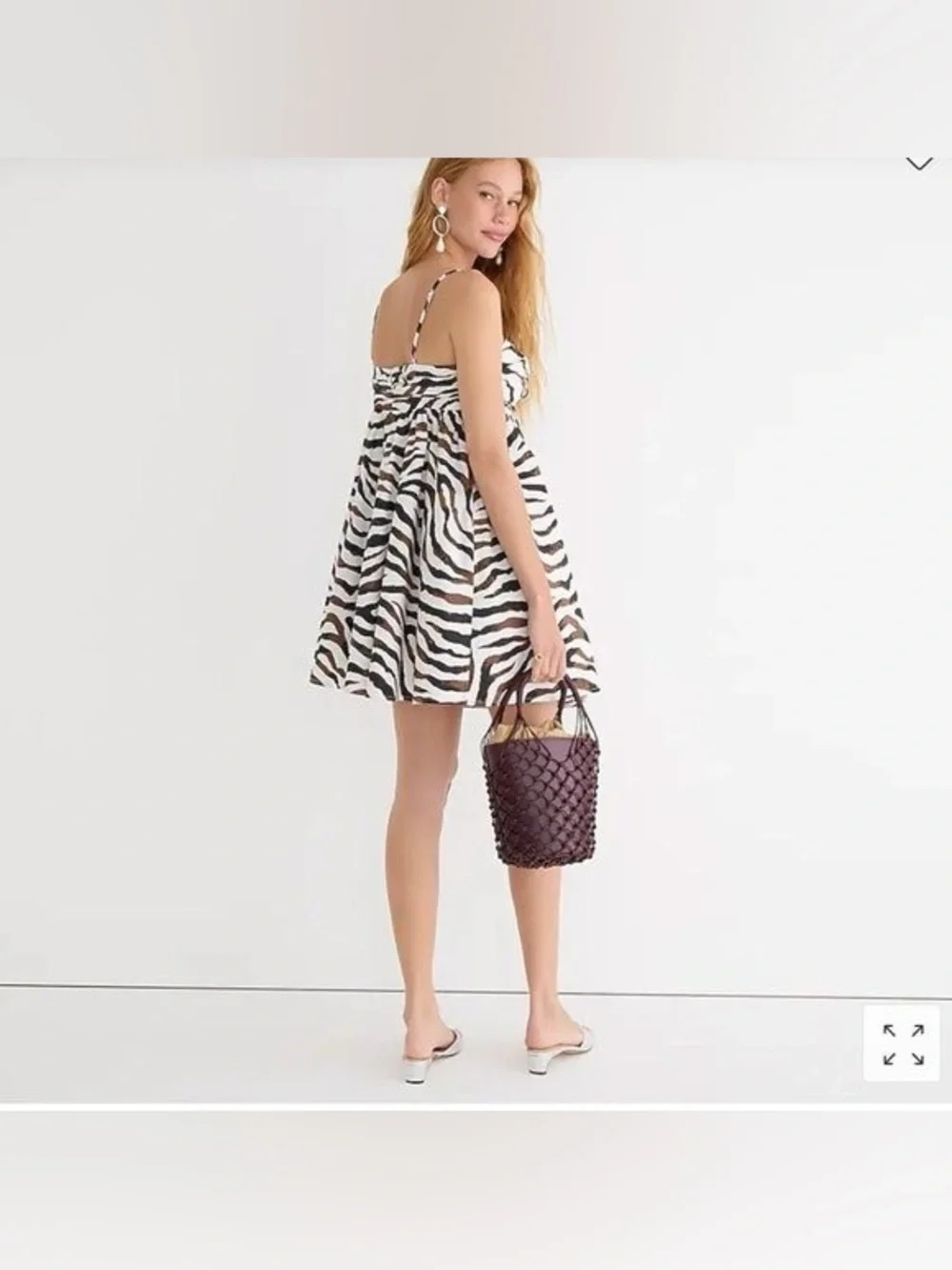 (A2) J.Crew NWOT Keyhole Mini Dress‎ Zebra Stripe Animal Print Brown Ivory 14 16